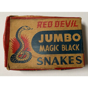 Red Devil Vtg 60's Jumbo Magic Black Snakes Empty Fireworks Box July 4th 37B